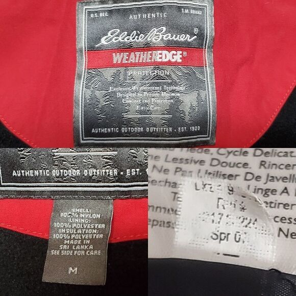 VINTAGE Retro Eddie Bauer Weather Edge Waterproof Red Hooded Fleece Lined Jacket - Picture 16 of 16